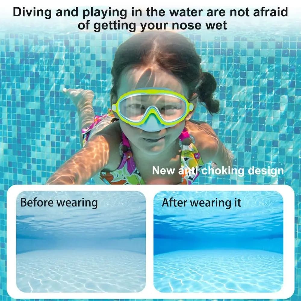 Swimwear with Large Montature, Waterproof, Anti-fog, Ultralight Elastic Diving Glasses, Aquatic Race Glasses, Water Sports