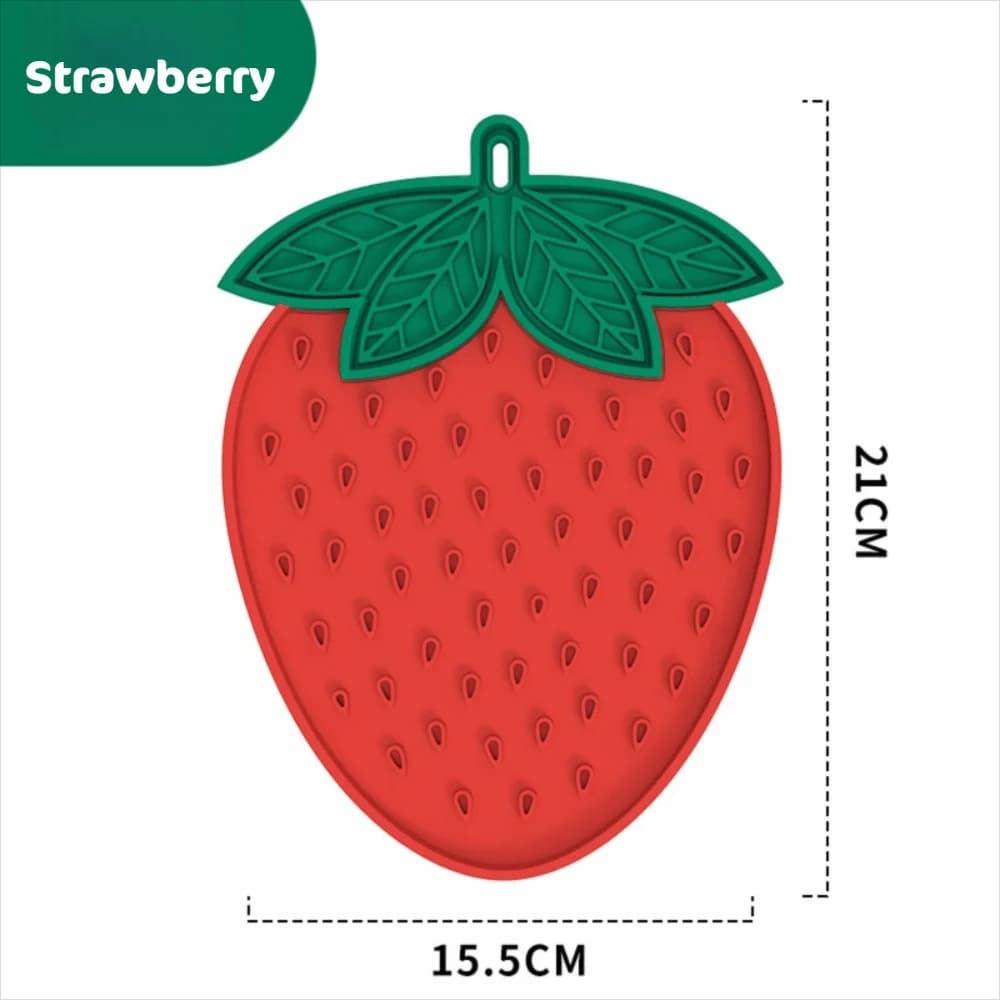 Creative Silicone Pet Lick Mat Fruit Shape Back Suction Cups Design Food Bowl Anti-Knockover Anti-Slip Cat Toy Pet Supplies