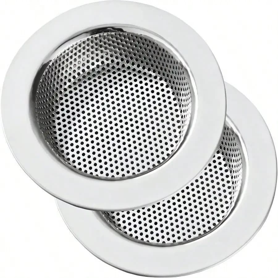 1/2/4PCS Rust-Proof Stainless Steel Kitchen Sink Strainer, 4.5 Inch Large Wide Rim Drain Filter, Anti-Clog Micro-Perforated Mesh Food Waste Catcher & Stopper, Durable Metal Basket For Vegetable Washing, Easy Clean & Universal Fit Standard Sinks