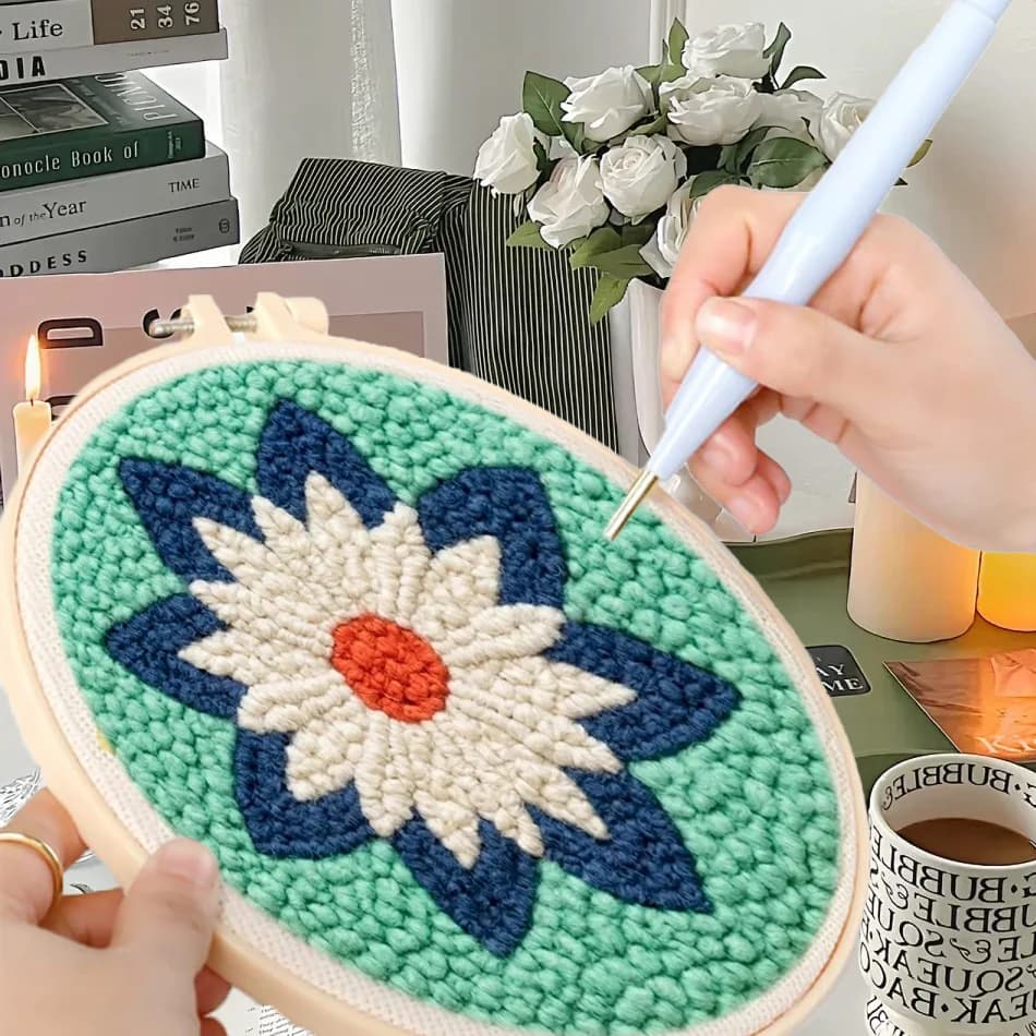 GATYZTORY punch embroidery needle set stitch Diy Embroidery frame flowers embroidery and creativity Sewing Yarn Home Decoration