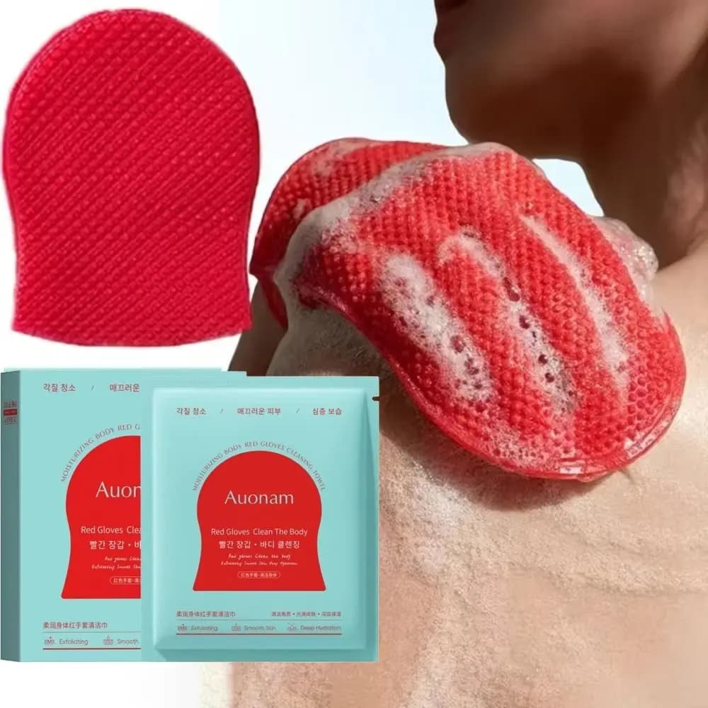 New Self Foaming Exfoliating Bath Towel Portable Body Cleaning Glove Bathing Tool Oil Control Red Shower Scrub Mitt