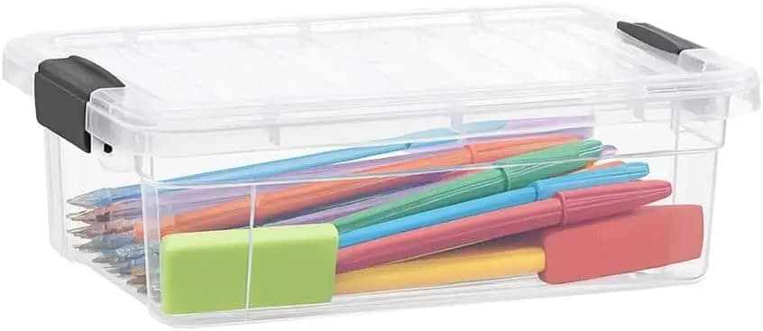 Scatole di Plastica Trasparente con Coperchi, Organizzatori Impilabili da 1,27 Quarti per Casa, Ufficio, Dormitorio - Senza BPA