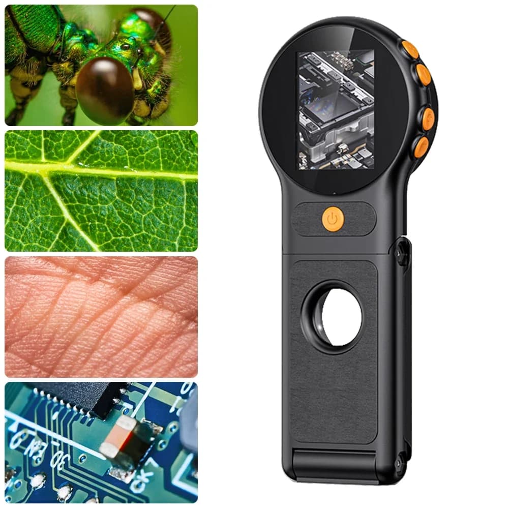 Microscopio Portatile 500X con LED HD, Lente d'Ingrandimento Elettronica per Monete, Fotocamera Microscopio Ricaricabile per Riparazione di Gioielli e Orologi