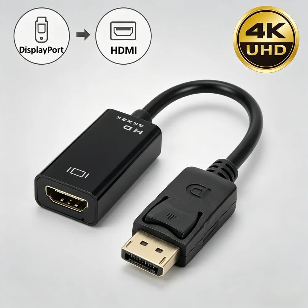 Adattatore DisplayPort 4K compatibile con HDMI, convertitore da DP maschio a HDMI femmina, cavo video audio per HDTV, PC, proiettore