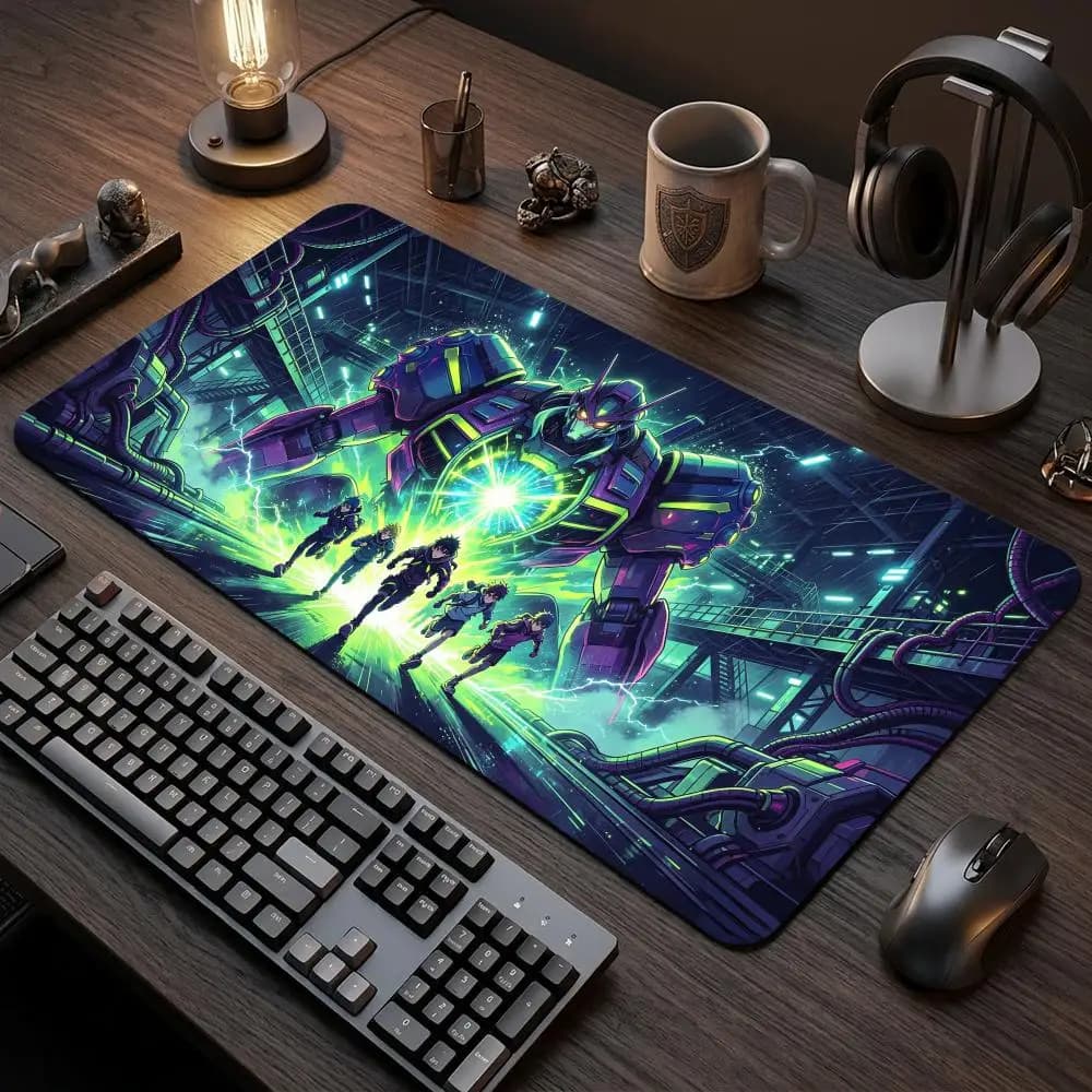 Anime Mecha Robot TCG Play Mat Durable Office Tabletop Deskpad Party Gathering Card Game Mat Non-slip Keyboard PC Game Mouse Pad