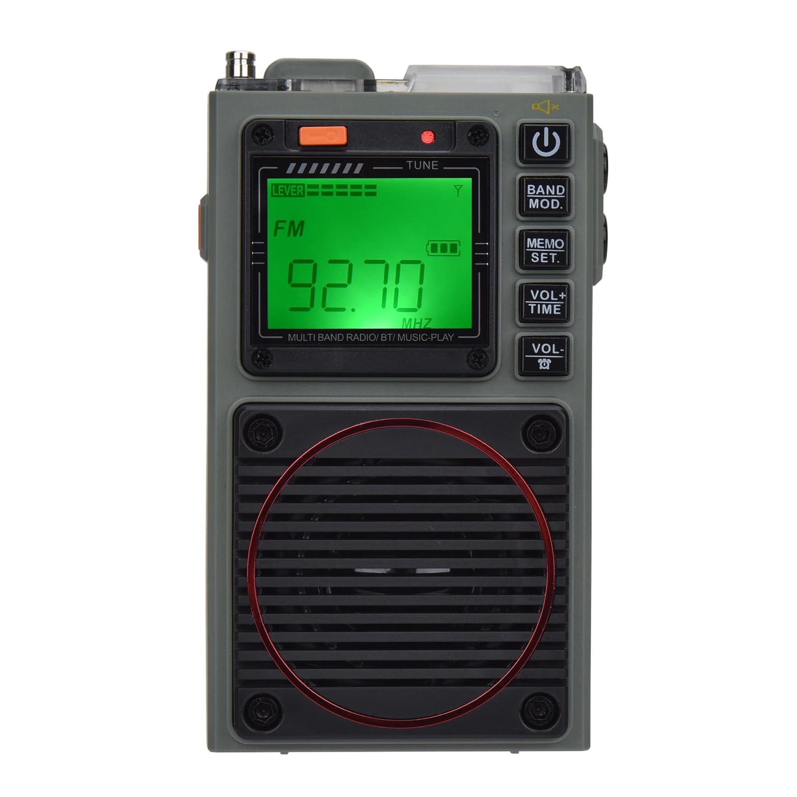 HRD-787 AM/FM/SW/WB Full Band Radio Portable Bluetooth Mp3 Music Player Support TF Card input Flashlight Lighting SOS Alarm