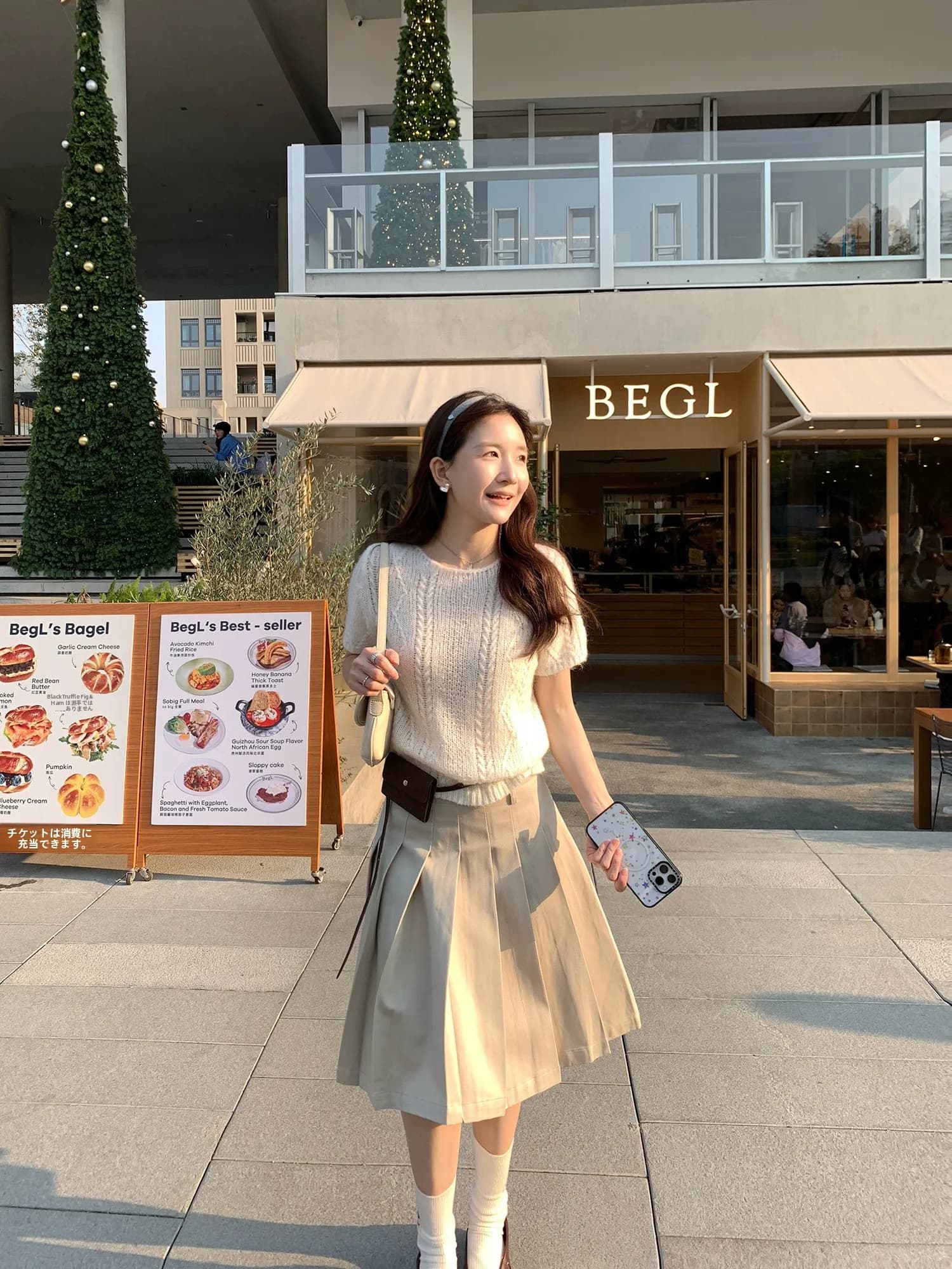 XierZ Gonna a pieghe a trapezio color kaki chiaro, stile coreano, semplice ed elegante, da donna, versatile, snellente, midi, casual, per il commuting