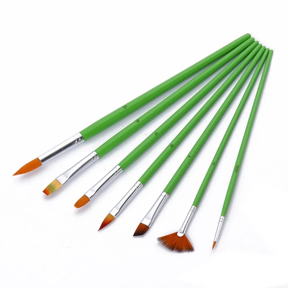 7Pcs Professional Artist Paint Brushes Set for Acrylic Oil Watercolor Gouache Face Painting Pottery Craft Fine Detail Nylon