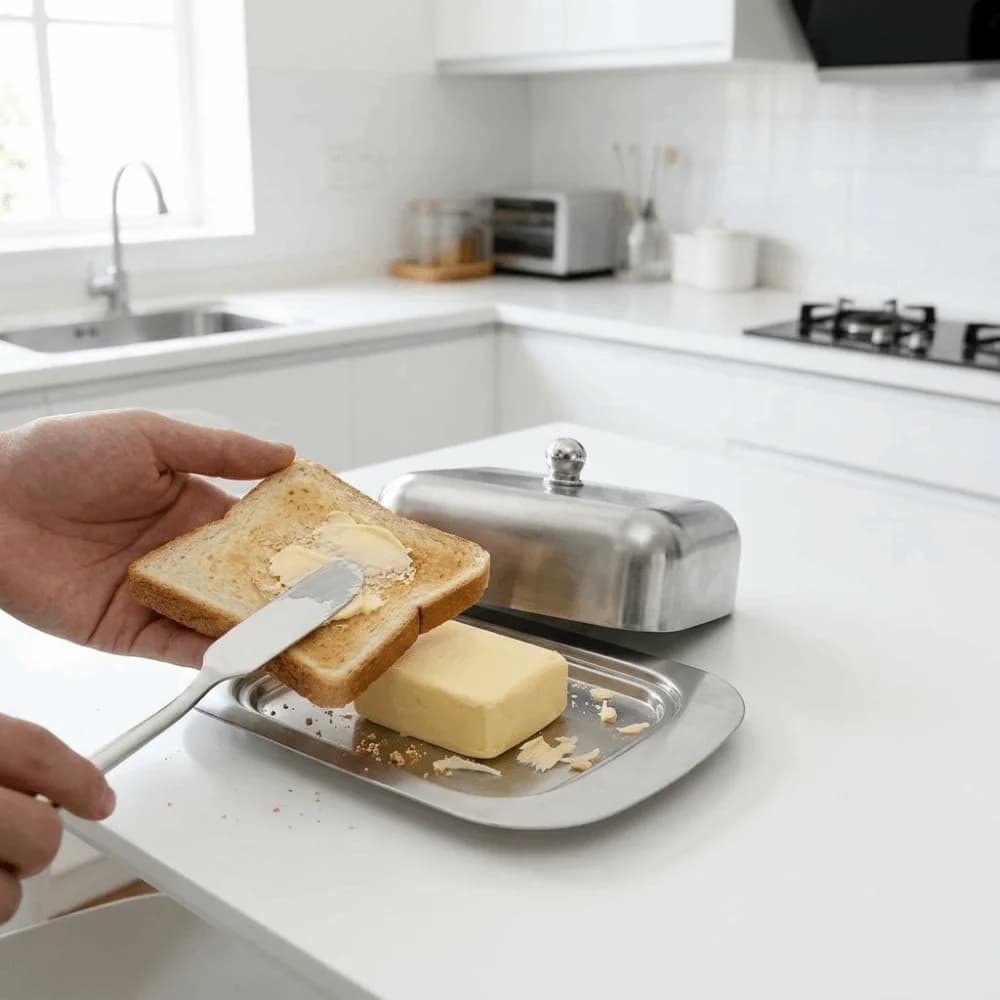 Food Grade Stainless Steel Butter Dish Butter Tray with Lid Butter Storage Container Airtight Cheese Storage Container Home Use