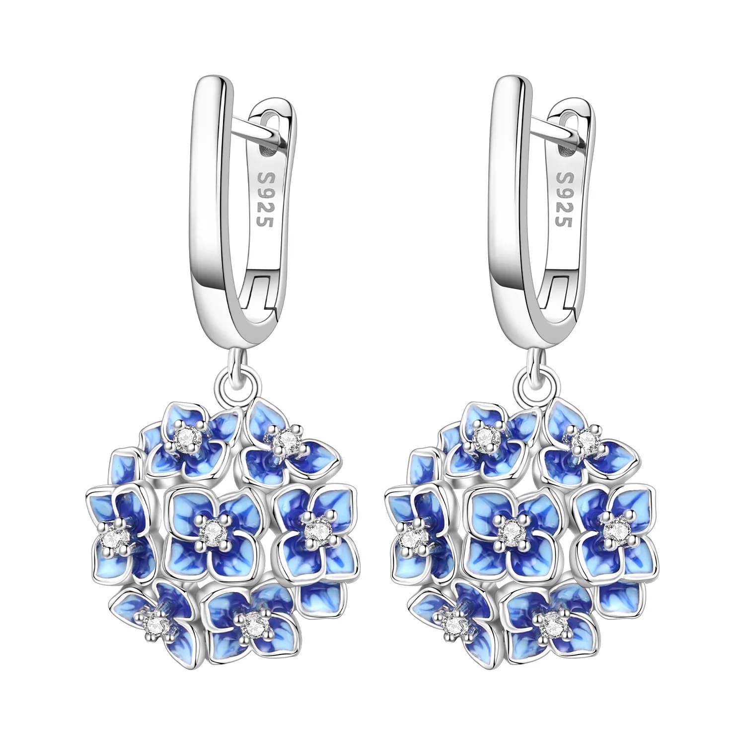 PANPOKI Orecchini in argento sterling 925 con fiori di ortensia blu Gioielli originali Orecchini pendenti Gioielli Regali per feste di anniversario