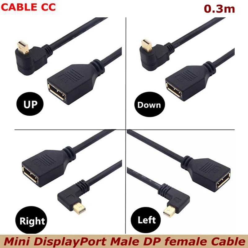 Cavo di prolunga ad angolo retto da 0,3 m, da Mini DisplayPort maschio a DisplayPort DP femmina, per iMac e LED Cinema Display