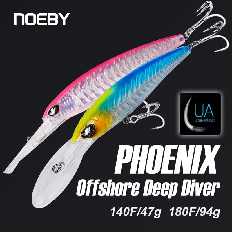 Noeby 2 Piece Trolling Minnow Fishing Lure 14cm 47g 18cm 94g Artificial Bait Thicker Fish Bone Deep Diver Floating Fishing Lure