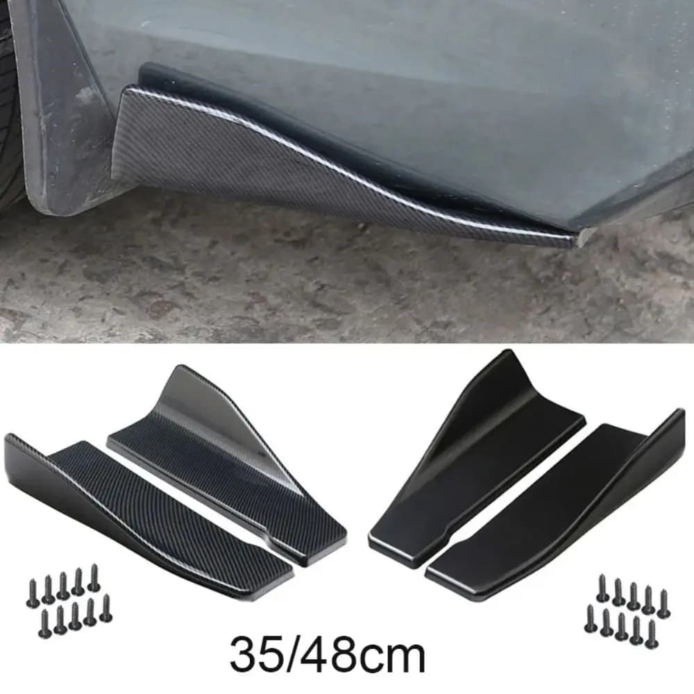 35/48 centimetri Universale Fit Spoiler Per Auto Paraurti Laterale Gonna Laterale Posteriore Lip Rocker Ali In Fibra di Carbonio Nero Lucido protezione finiture
