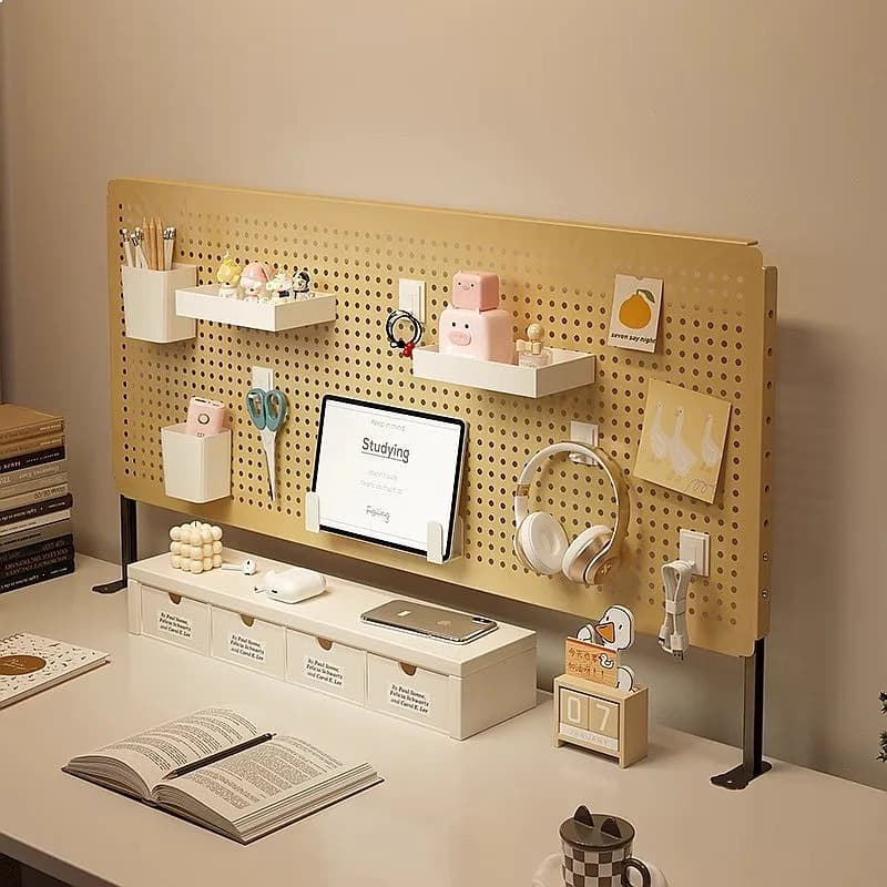 Vertical Pegboard Desk Organizer Adjustable Standing Storage Shelf for Home Office Craft Display