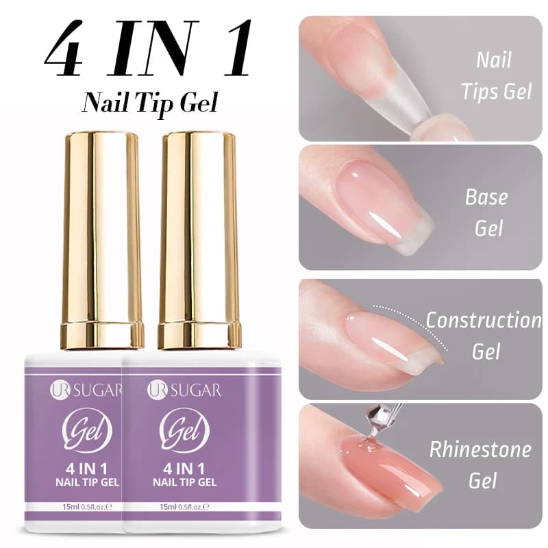 UR SUGAR 15ml 4 IN 1 Punte per unghie Punte per unghie morbide Gel per unghie per strass Gel per adesione UV LED Soak Off a lunga durata
