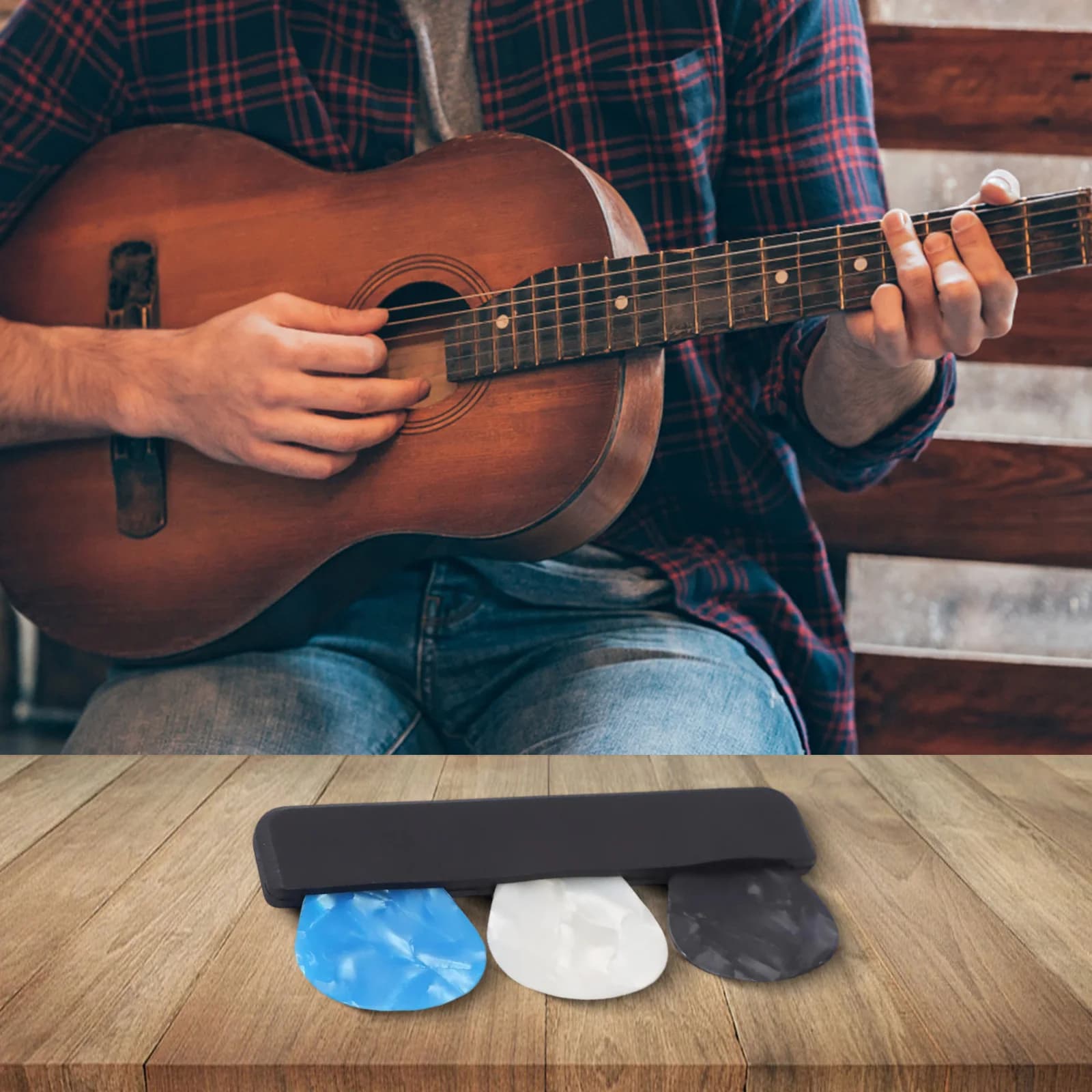 Porta plettro antiscivolo Scatola per plettro per chitarra Soluzione per riporre plettri per chitarra Impugnatura per denti antiscivolo Conservazione efficiente del plettro