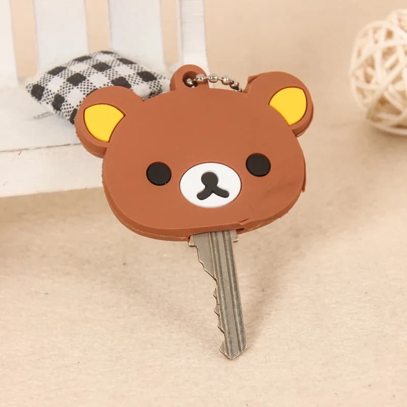 Cover protettiva 3D in PVC morbido a doppia faccia con personaggio Rilakkuma, portachiavi a forma di orsetto, ciondoli per zaino