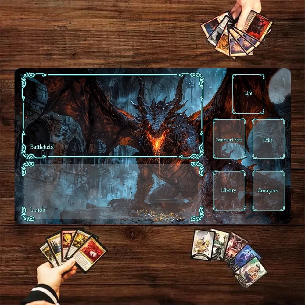 Tappetino da gioco Magic Card con zona Tema drago gigante in stile scuro Tappetino da gioco MTG Tappetino da gioco per riunioni Tappetino da scrivania Tappetino da battaglia Commander