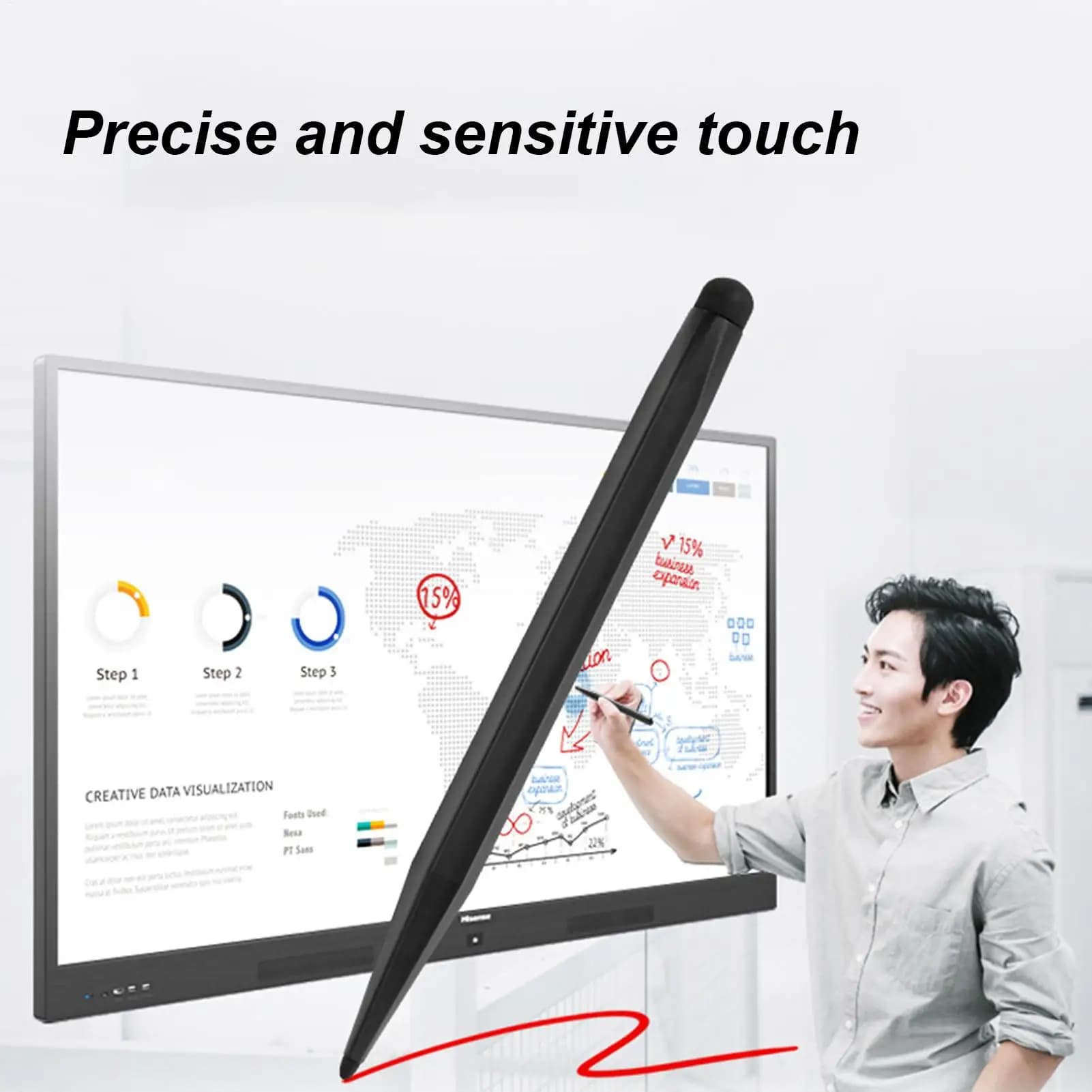 Tablets Touch screen Pen with precision touch Ergonomic Double Tips Whiteboard Pen for Drawing Computer Offices