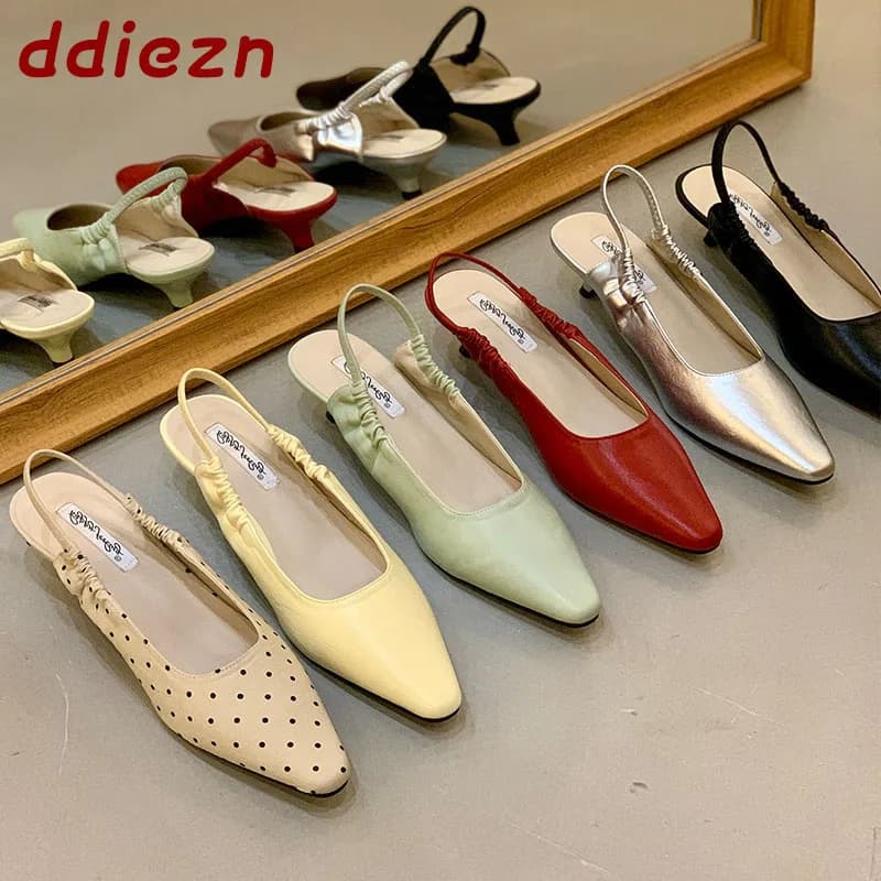 Nuovi Sandali Donna Moda 2026 con Tacco Basso, Scarpe Femminili Slip-On Slingback Morbide, Mules Eleganti da Donna
