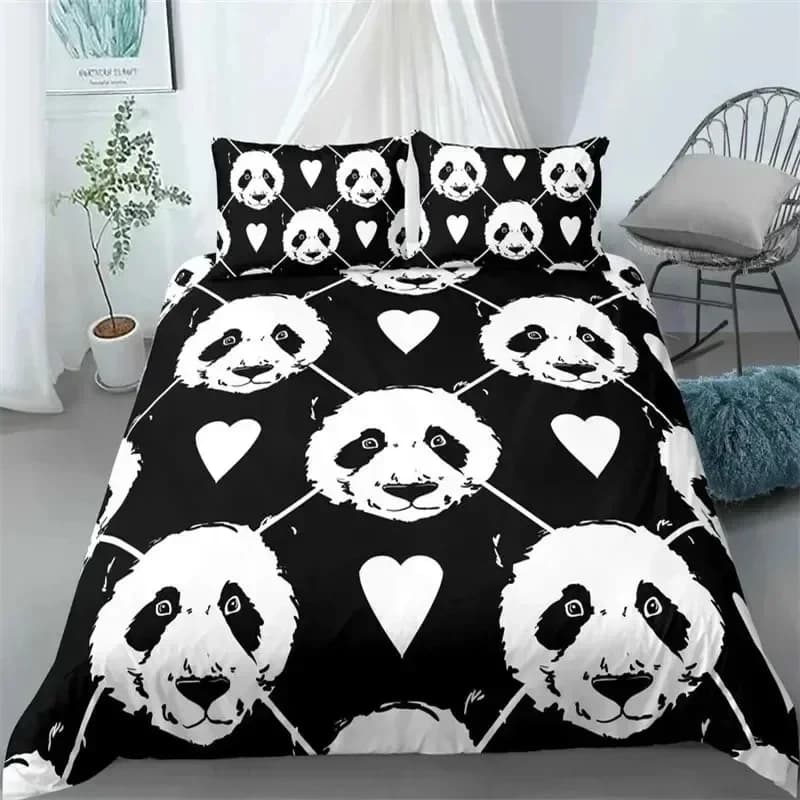 Luxury New 3D Print Cute Panda Comfortable Duvet Quilt Cover Pillowcase Bedding Set Children Bedroom Decoration Home Textile