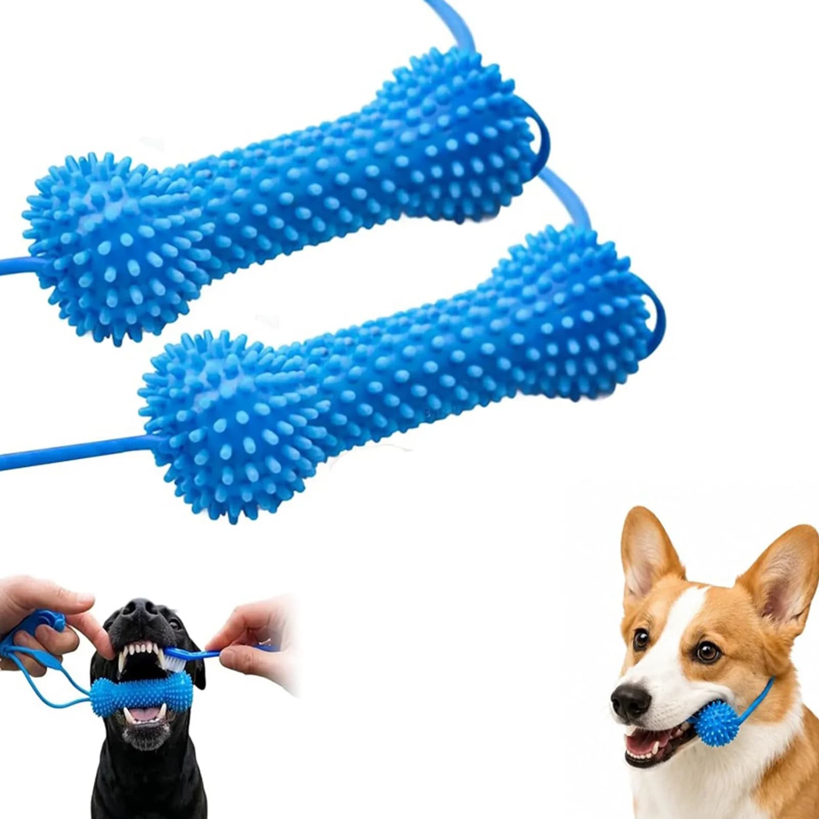 PVC Dog Chew Toys Bite-Resistance Dual-Action Canine Dental Prop Interactive Teeth Grinding Chewing Stick Pet Supplies