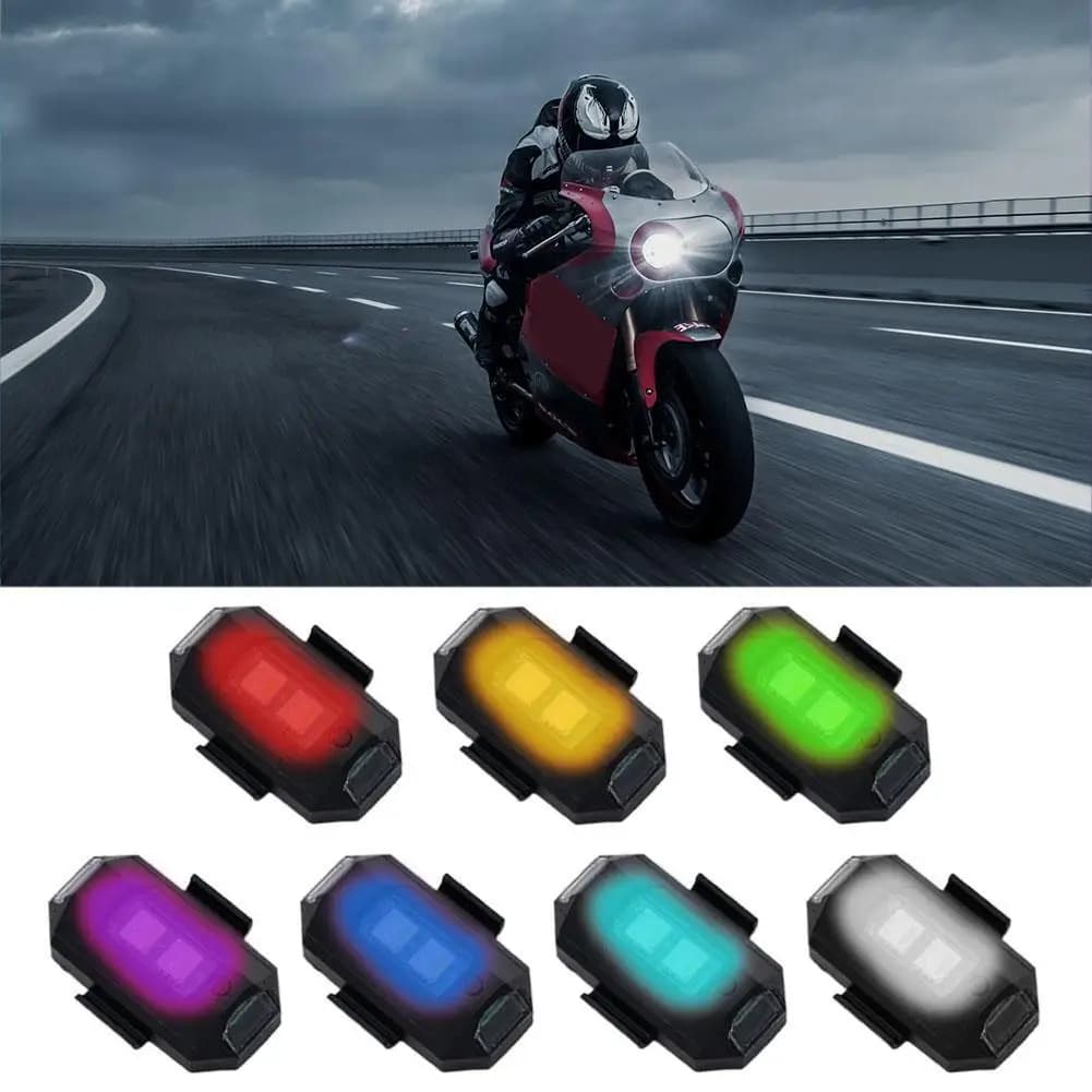Spia moto 7 colori Mini Drone Luce stroboscopica Segnale anti-collisione universale Lampada posteriore per bici Auto Lampeggiante L D8Y8