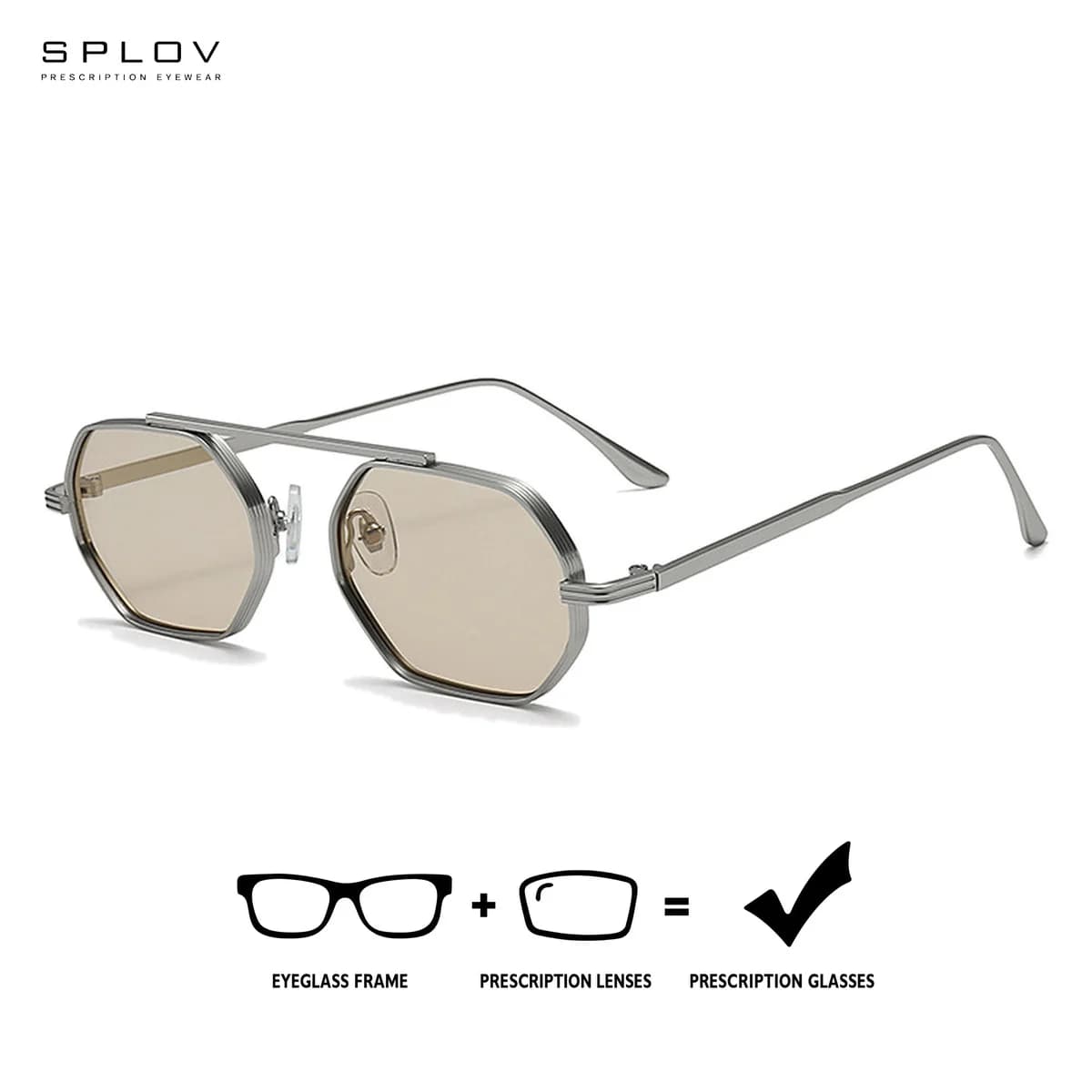SPLOV Retro Small Metal Prescription Sunglasses for Women UV400 Blue Light Photochromic Tinted Polarized Optical Eyewear Glasses