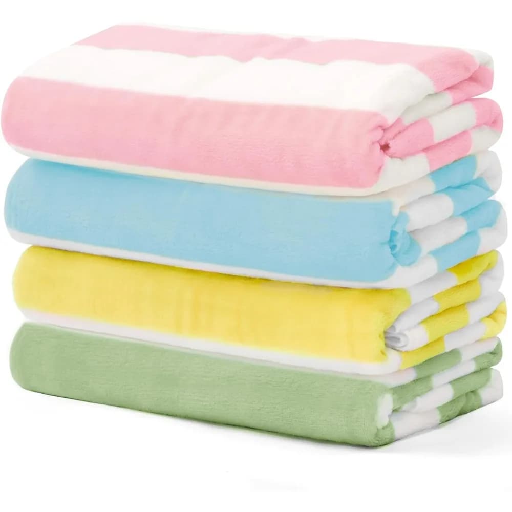 Set di 4 Asciugamani e Coperte da Spiaggia Cabana Stripe Leggeri e ad Asciugatura Rapida 30x60 Compatti per Viaggi, Piscina, Campeggio, Palestra, Yoga