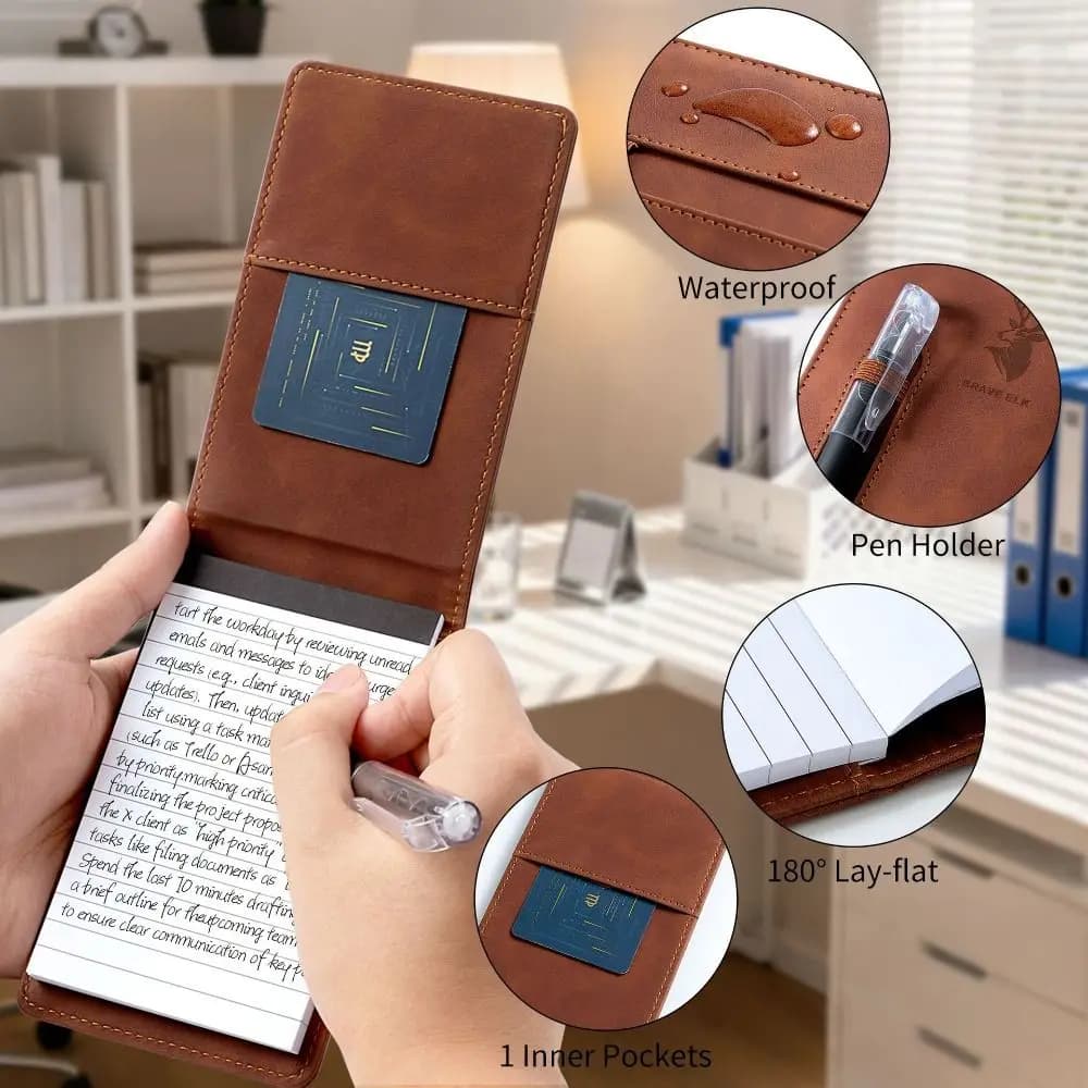 Nuovo taccuino tascabile A7 con copertina in pelle Portbale Planner Libro Linea orizzontale Memo Pad Business