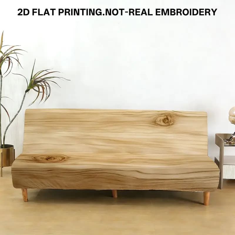 Flat print sofa bed cover with wood texture pattern, can be used as home decoration, can be machine washed