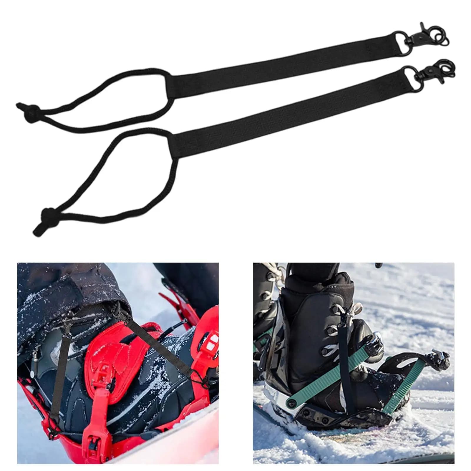 Snowboard Binding Straps Set 38x2cm Strong Nylon Metal Buckle Spare Parts for Secure Skiing Performance