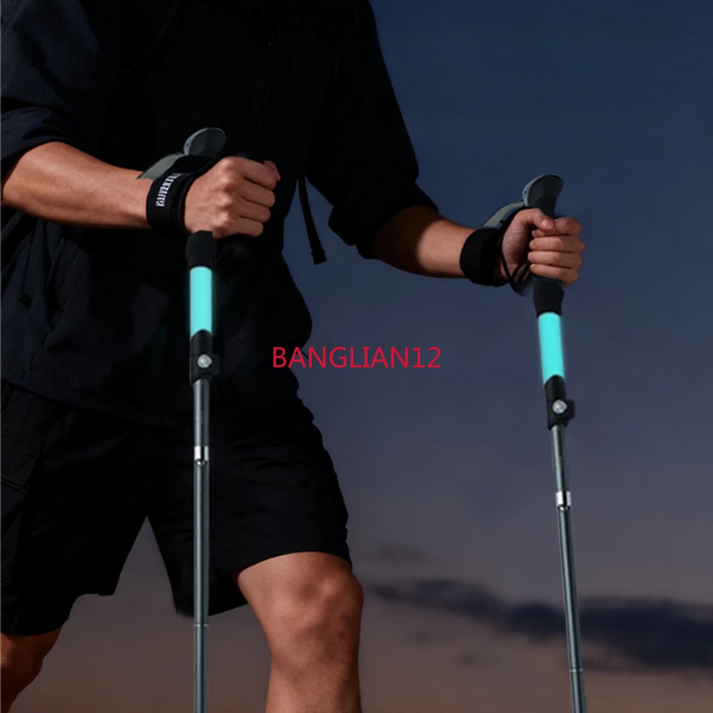 Light Mountaineering Cane Retractable Foldable Silicone Light Climbing Equipment Aluminum Alloy Outdoor Climbing Equipment