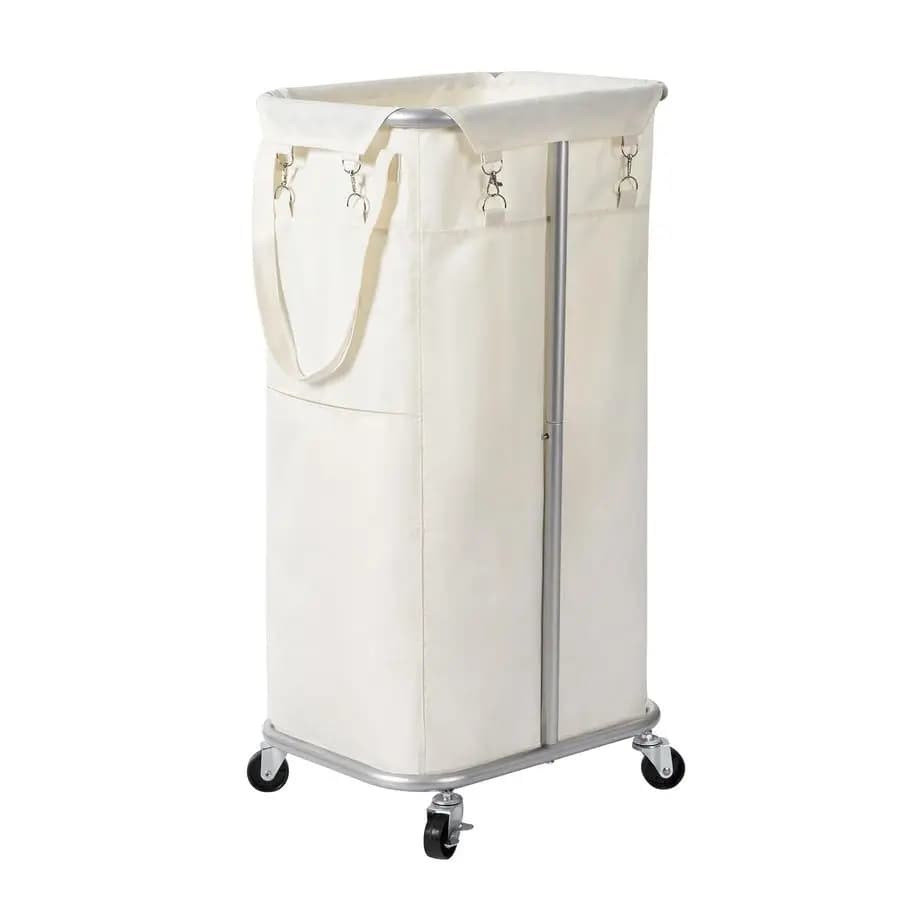 100L Rolling Laundry Hamper with Wheels Large Basket Organizer Laundry Cart with Steel Frame and Removable Bag Foldable Tall Dir