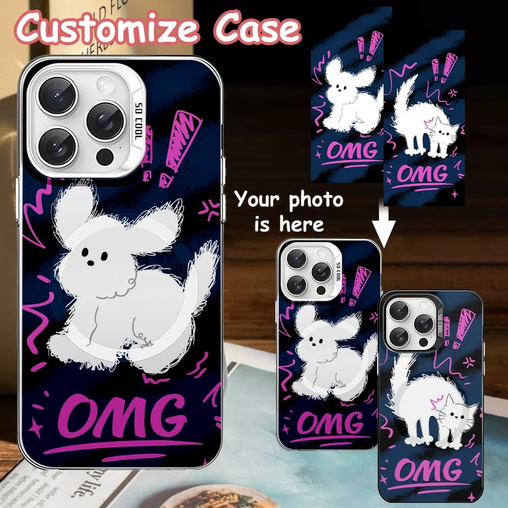 Cover Protettiva Magnetica Personalizzabile con Foto per iPhone 17 16 15 14 13 12 11 Pro Xs Max X XR e 7 8 Plus SE 2020 2022