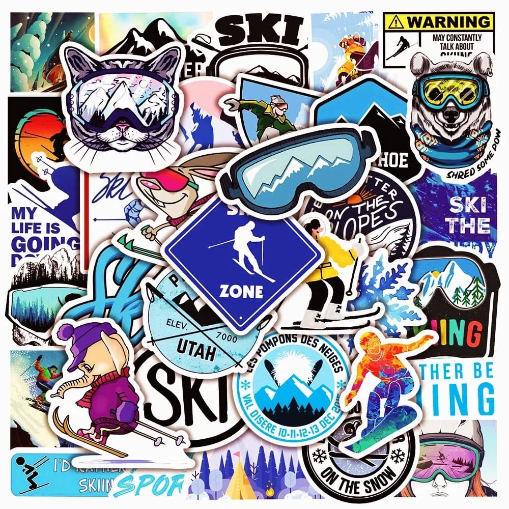 10/30/50pcs Cool Sci Neve Montagna Adesivi Frigo Valigia Auto Laptop Snowboard Graffiti Sport estremi Sci Decalcomanie in vinile