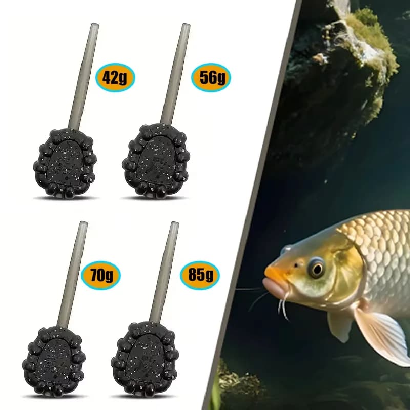 3 weights for carp fishing (42 g/56 g/70 g/85 g) - Pure Lead, pendant with central passage for rapid change of lead, fishing accessories