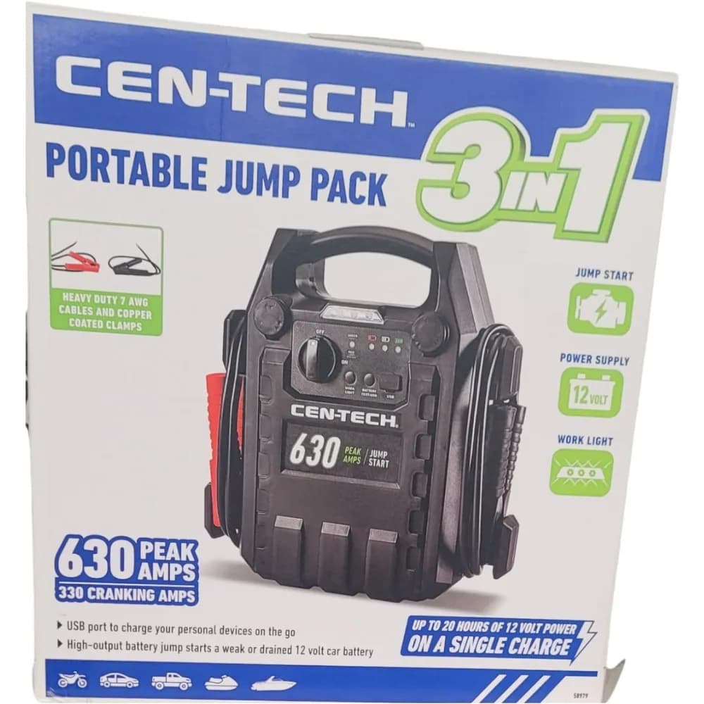 Avviatore portatile per batteria per auto da 630 Peak Amp e alimentatore compatibili con CEN-TECH