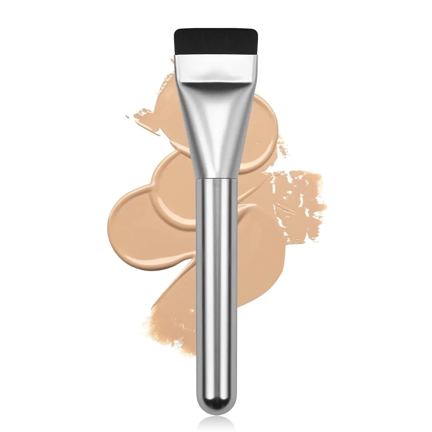 Pennello piatto coreano per fondotinta liquido e in crema, applicatore facciale a spatola argentata