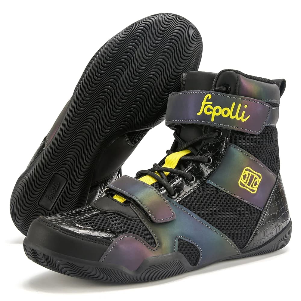 Scarpe da boxe professionali con suola antiscivolo in rete traspirante, sneakers leggere da allenamento per kickboxing, wrestling e sport da combattimento