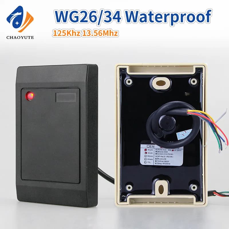 Lettore Wiegand26 Wiegand34 per esterni IP68, lettore di schede di accesso 125kHz 13.56MHz NFC ID, sistema di controllo accessi RFID IC intelligente impermeabile