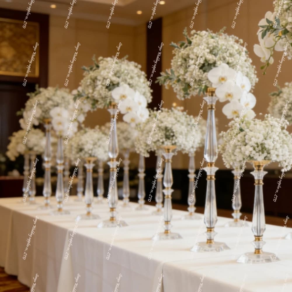 Portacandele in Cristallo Acrilico 50-100cm per Matrimoni e Decorazioni per Feste - Elegante Centrotavola Nuziale Candelabro