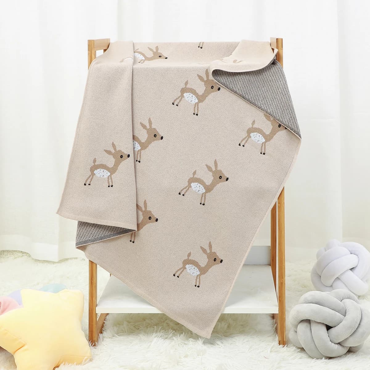 Simpatico cervo lavorato a maglia coperta per bambini super morbida neonato ragazza ragazzo passeggino avvolgere fasciatoio in cotone lavorato a maglia regali per bambini trapunte per culla infantile