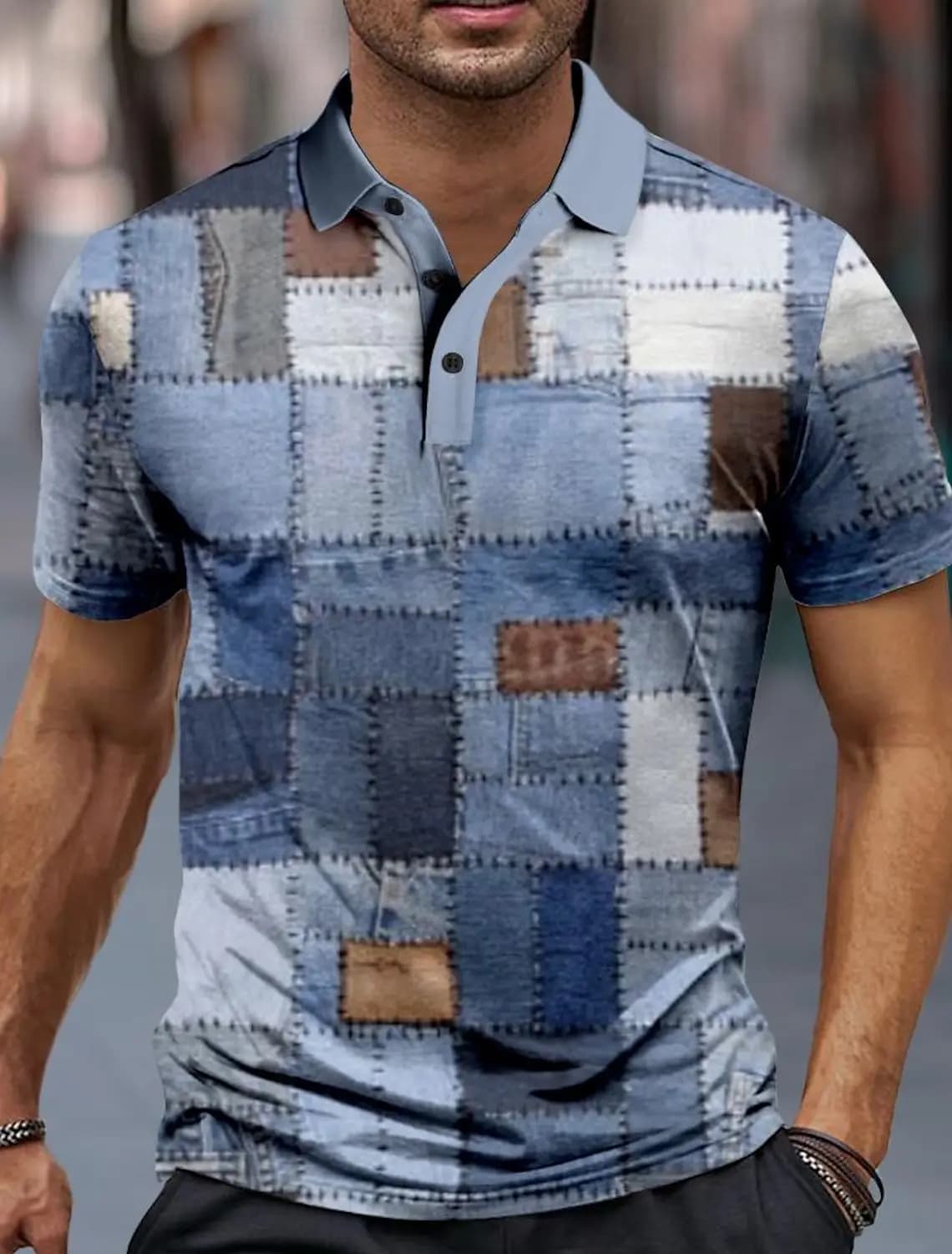 Polo da uomo stampata in 3D per abbigliamento sportivo da uomo scozzese Estate nuova polo con risvolto a maniche corte casual formale streetwear