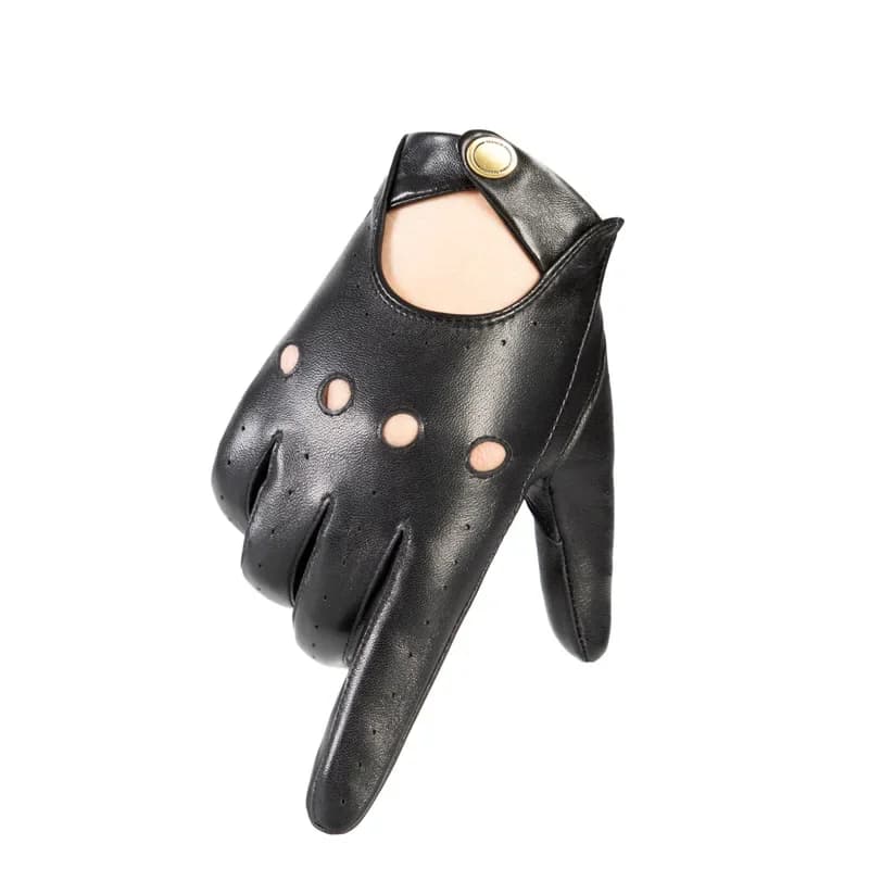 Guanti da Uomo in Vera Pelle Traspirante con Fori, Estivi, Sportivi, da Moto, Antiscivolo, in Pelle di Pecora, Touch Screen, per Guida