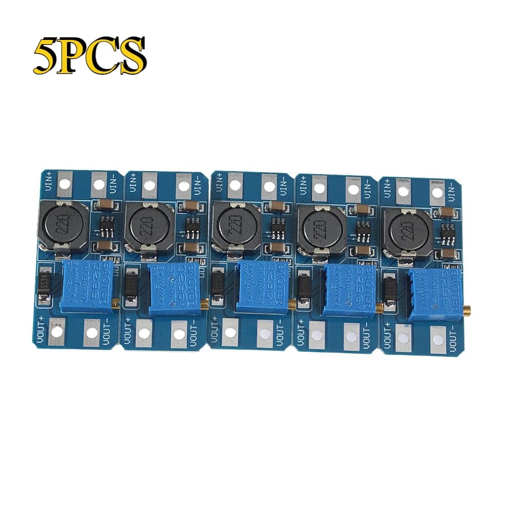 5PCS MT3608 Modulo di Alimentazione Boost Regolabile Scheda Boost DC-DC Convertitore Step Up Max 2A 2V-24V A 5/9/12/28V per Arduino