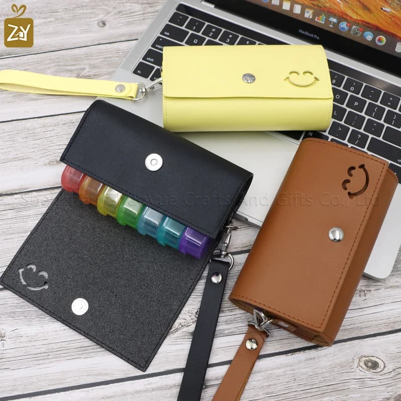 14 Grills Leather bag Weekly medicine box 7 days Medical pills box Organizer Box for Medicines Vitamins