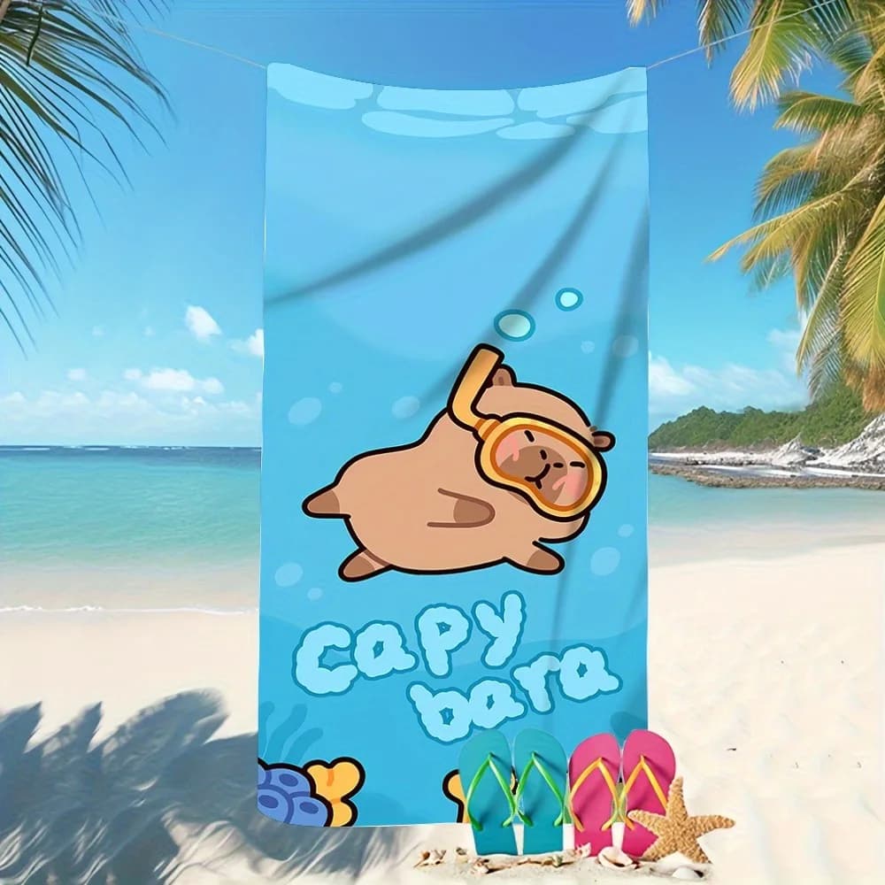 Asciugamano da spiaggia Capybara, perfetto per l'estate, ideale per gite in spiaggia, piscine, lezioni di yoga e viaggi.