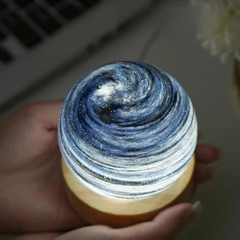 LED Planet Glass Ball figurine lampada estetica Starry Galaxy Ball comodino Mini Night Light Kidroom Decoration Home Ornament