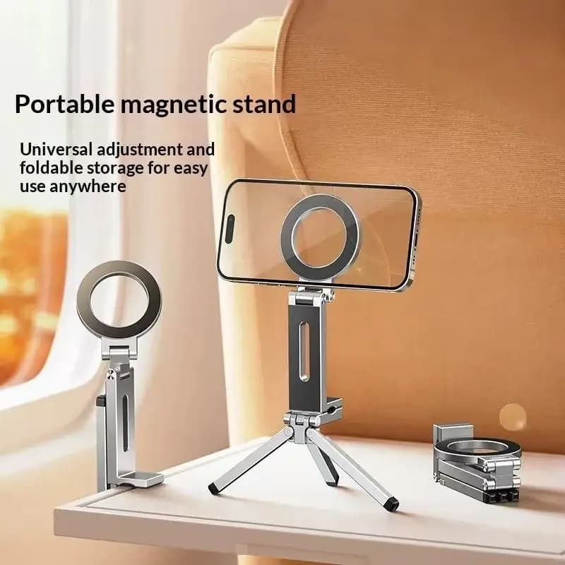 Supporto Magnetico Portatile per Telefono, Treppiede Pieghevole da Scrivania, Supporto Magsafe per Telefono da Viaggio e Aereo